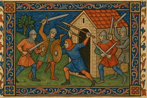 Ein Haujsbewohner verteidigt sich gegen Eindringlinge.